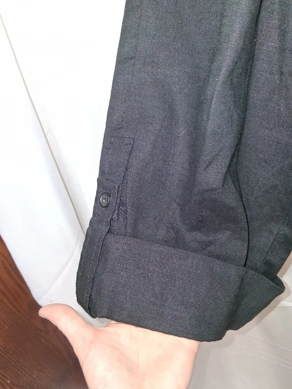 Banana Republic Linen Trousers Womens Sz 2 Vintage Y2k Wide Leg Roll Tab Pants